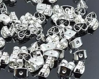 Zilveren en plastic achterkant van oorbellen, achterkant van oorbellen, achterkant van vlinderoorbellen, zilveren achterkant van oorbellen, vervangende achterkant - voor eerdere klanten