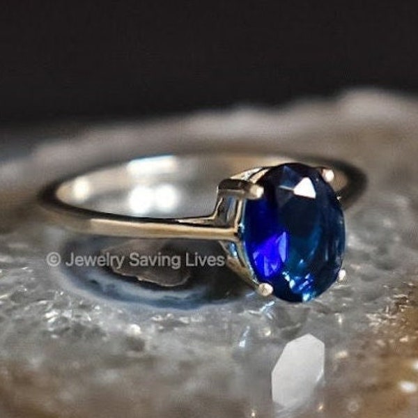 Sapphire engagement ring, oval sapphire engagement ring, oval cut solitaire sapphire engagement ring, solitaire deep blue sapphire ring