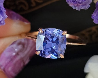 Brilliant cut Tanzanite ring, tanzanite engagement ring, vintage tanzanite ring, 3 CT square tanzanite December birthstone ring, gift forher