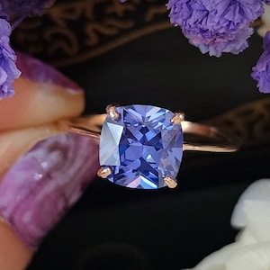Brillantschliff Tansanit Ring, Tansanit Verlobungsring, Vintage Tansanit Ring, 3 CT quadratischer Tansanit Dezember Geburtsstein, Geschenk für sie