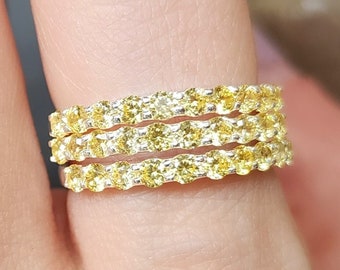 Citrine Half Eternity Band, November birthstone half eternity band, natural citrine eternity band ring