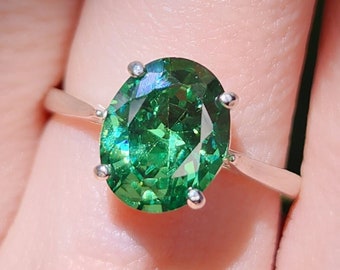 Large oval emerald engagement ring, emerald engagement ring, statement emerald engagement ring, deep green emerald ring