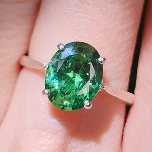 Large oval emerald engagement ring, emerald engagement ring, statement emerald engagement ring, deep green emerald ring