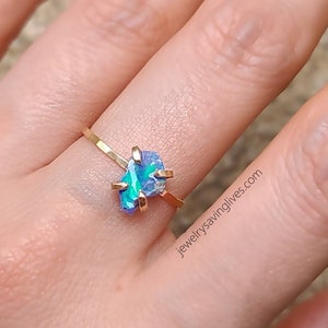Blue Australian Opal ring, periwinkle opal ring, blue opal jewelry, periwinkle blue opal, blue opal ring, unique blue opal ring, PYOS