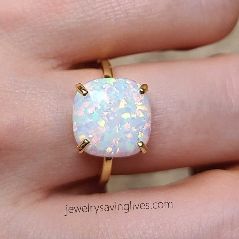 White Opal Ring - Etsy