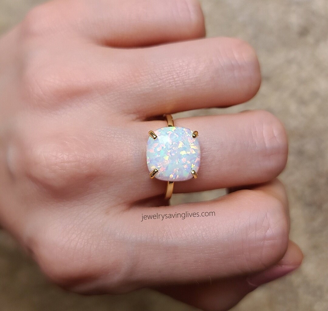 Large Opal Ring, White Opal Ring, Opal Jewelry, White Opal, Unique Opal ...