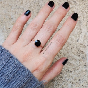 Black Onyx ring, one of a kind genuine black onyx ring, raw onyx ring, solitaire stacking natural onyx ring, square dark black onyx ring image 5