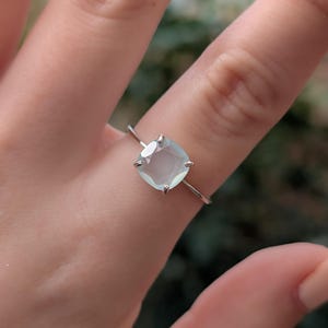 ring, light blue green sea glass, square stone, silver, yellow gold, rose gold
