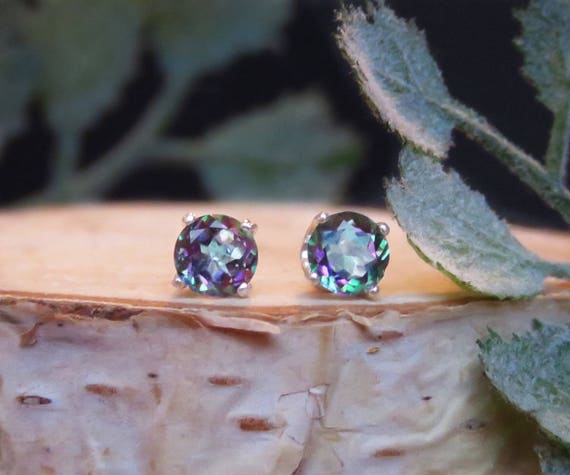 Alexandrite Sea Glass Delicate Diamond Earrings 