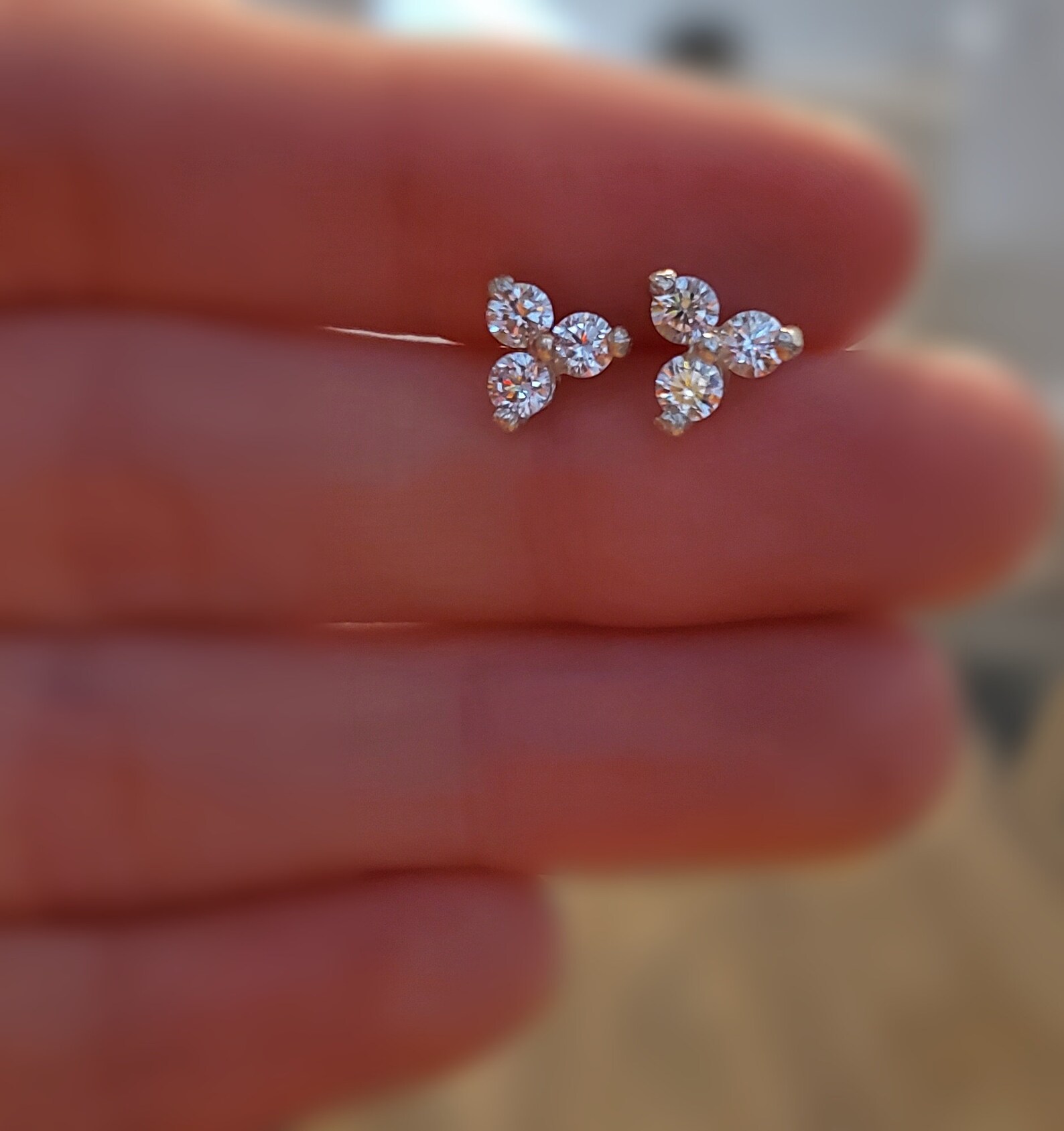 Salt and Pepper Diamond Earrings Salt and Pepper Tri Cluster Etsy