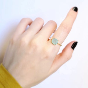 Natural Sea Glass Ring, solitaire stacking genuine sea glass, unique sea glass, green sea glass ring, blue sea glass ring, sea glass ring