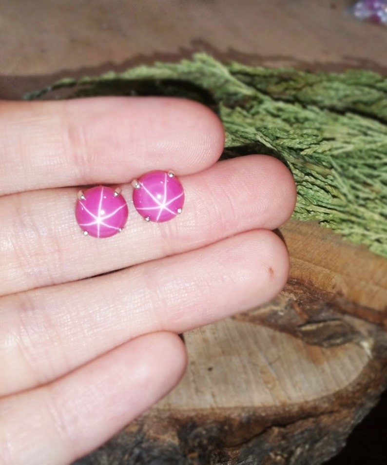 genuine star ruby earringsnecklace authentic ruby earrings natural star ruby Star ruby earrings 8mm pink star ruby jewelry