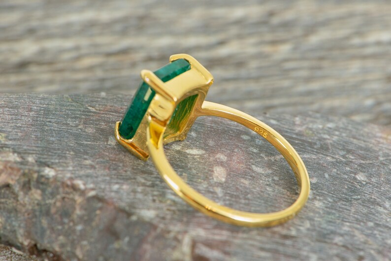 Raw Emerald Cut Emerald Ring Raw Emerald Engagement Ring Etsy