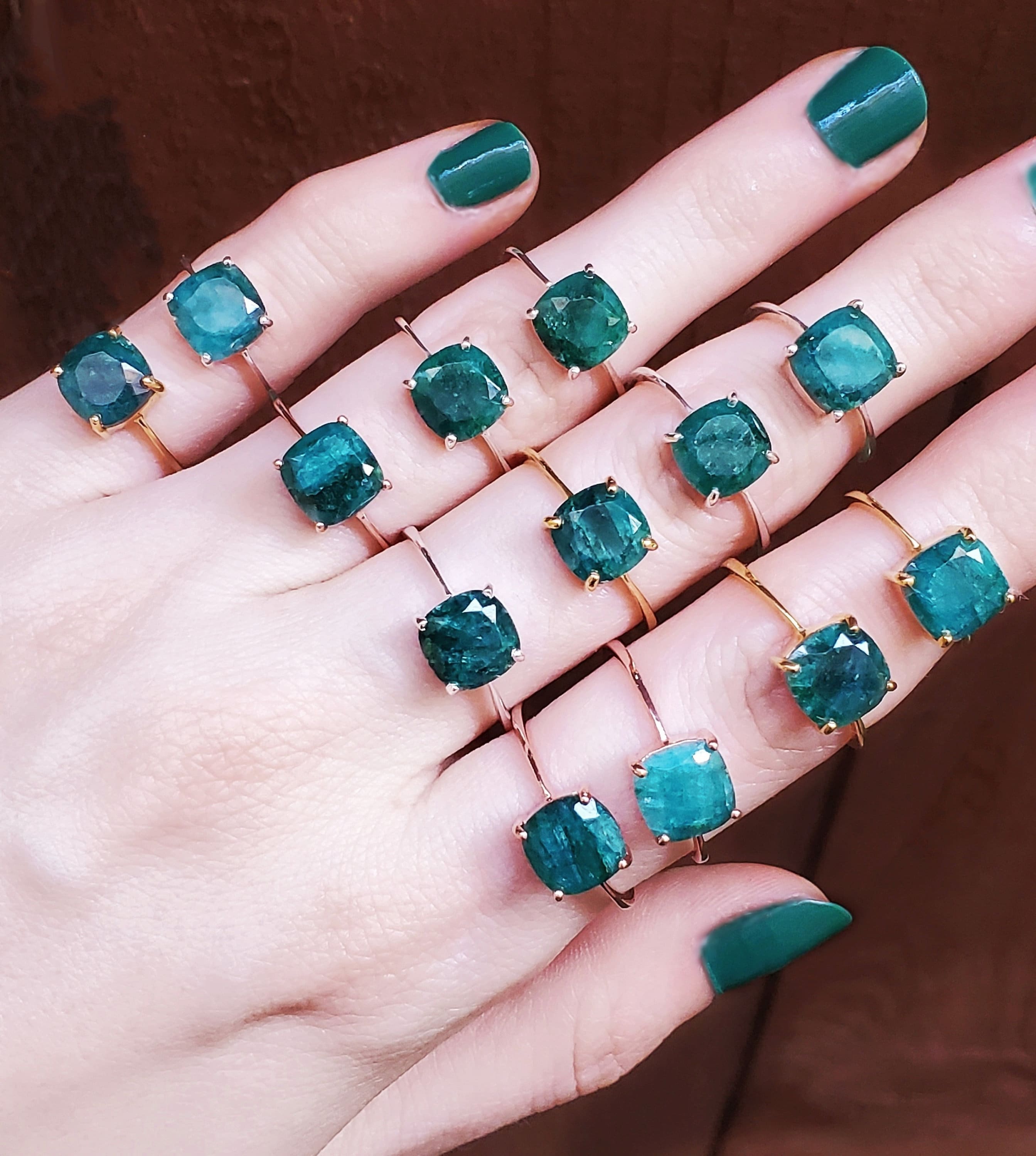 Unique natural emerald ring, one of a kind genuine emerald ring, raw …