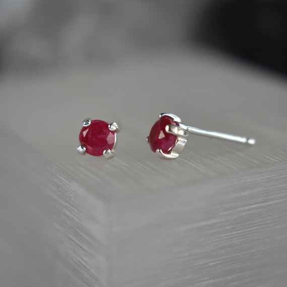 Genuine ruby stud earrings white best sale gold
