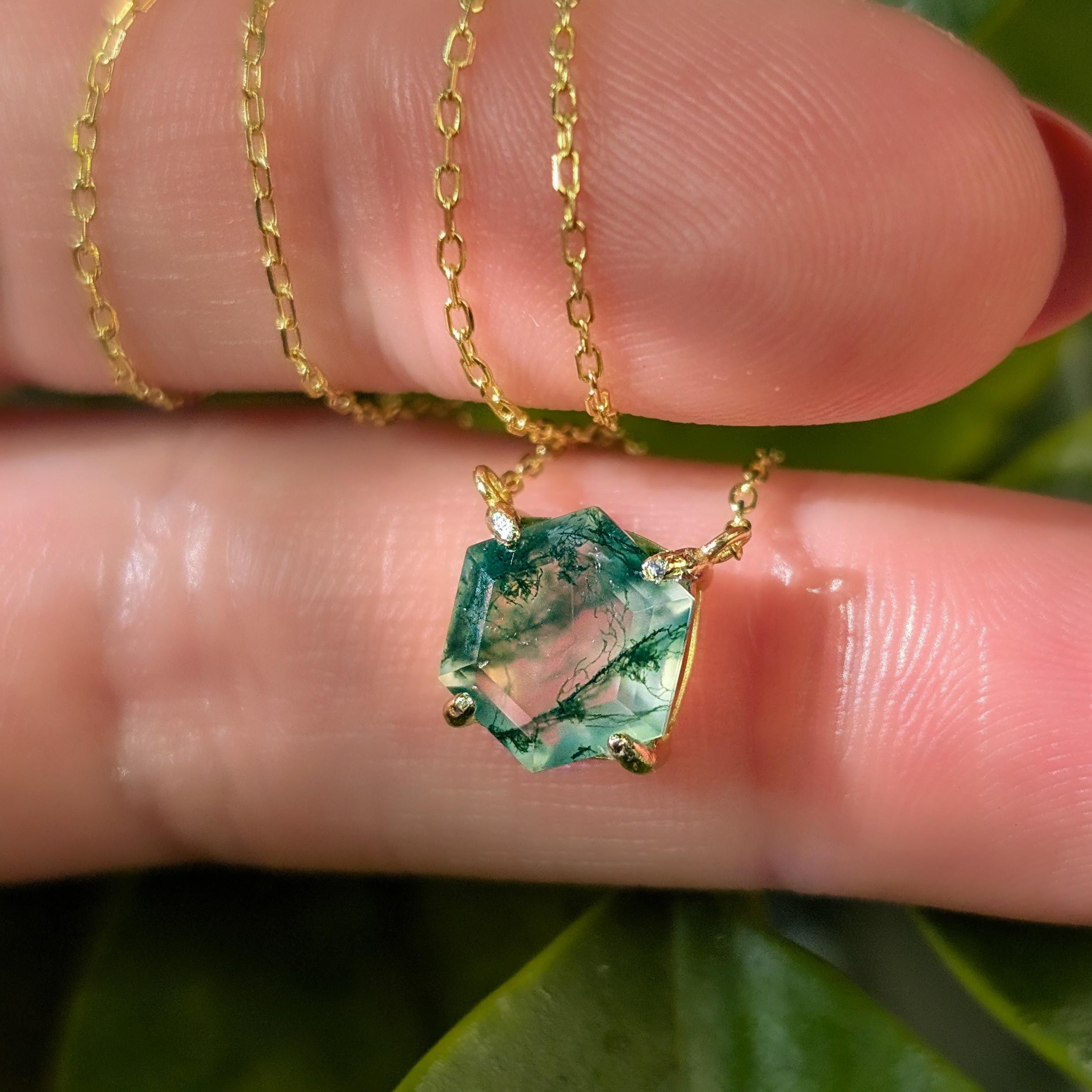 Piedra Preciosa Hexagonal Puntiagudo Chakra Reiki Colgante Piel Auténtica Collar - Foto 3