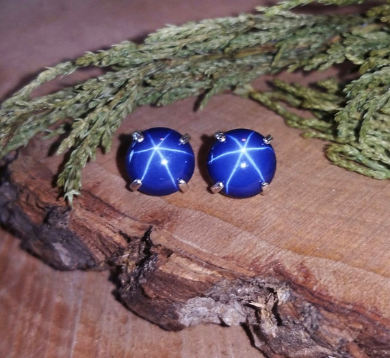 Natural star cheap sapphire earrings
