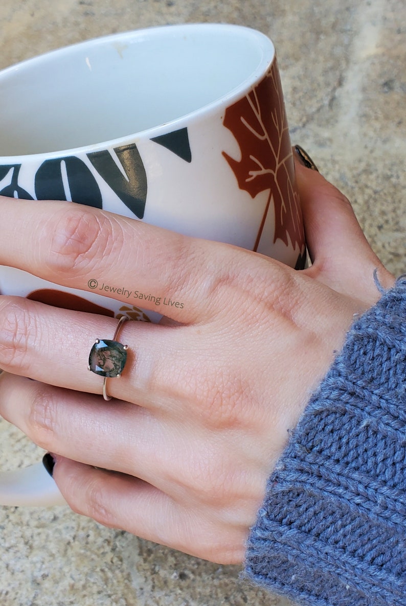 silver moss agate ring