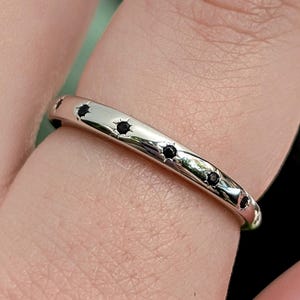 Onyx Star Half Eternity Band, star eternity band, natural black onyx half eternity band, unique onyx stacking wedding band, onyx ring