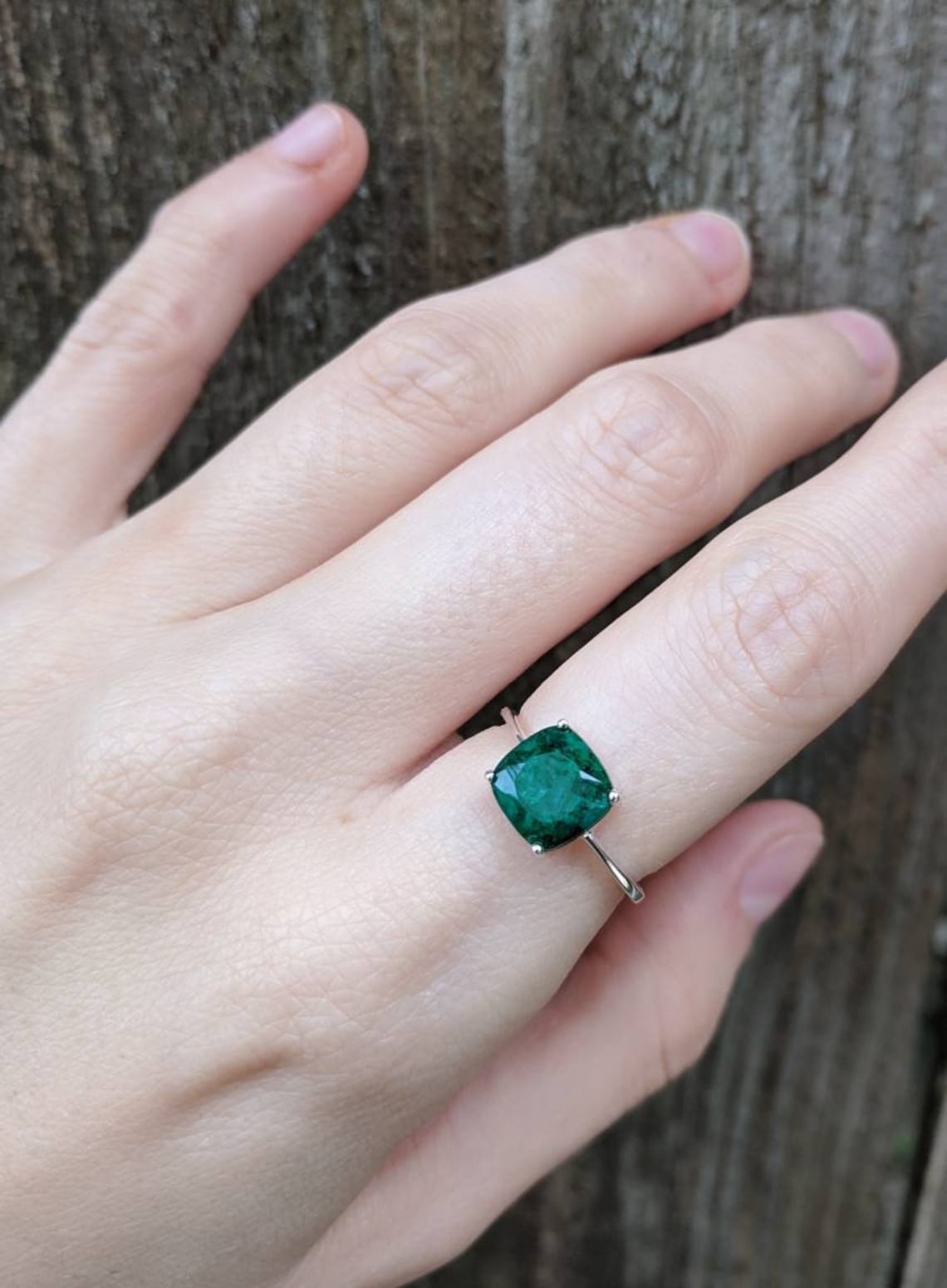 Natural Emerald Ring dark green authentic emerald ring Etsy