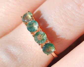 Moss Agate Eternity Band, anillo de ágata de musgo, alianza de compromiso de ágata de musgo verde, anillo de ágata de musgo crudo