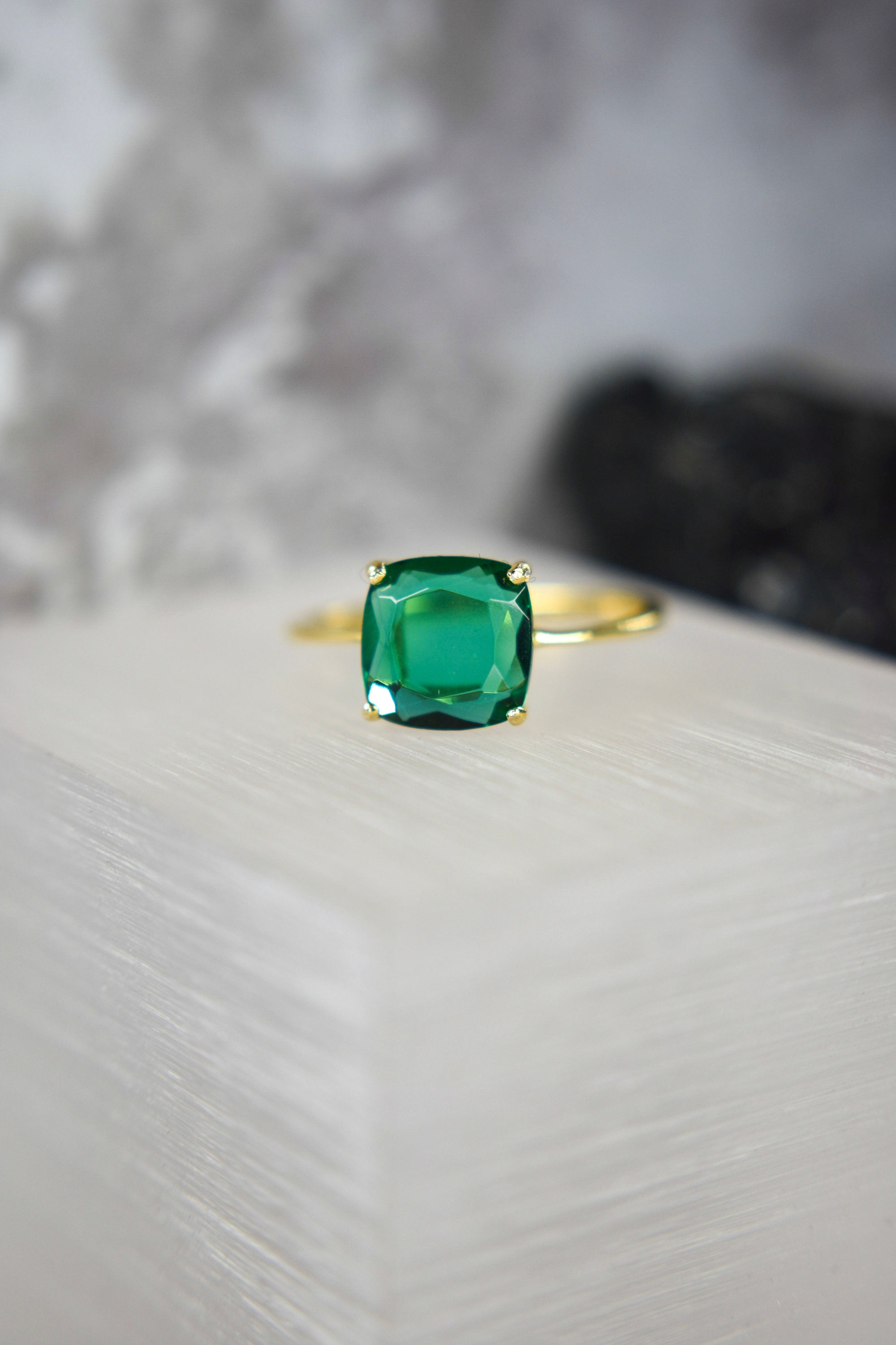 Lab Emerald Ring Lab Square Emerald Ring Emerald Ring for Etsy