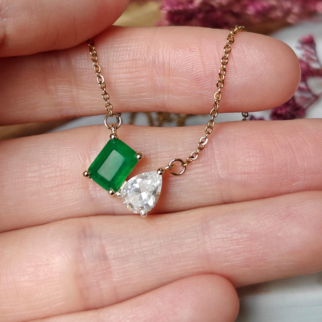 Custom Two Stone Necklace, Toi Et Moi Necklace, Family Tree