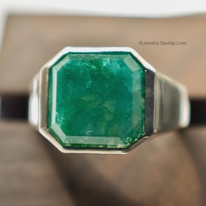 Men&#39;s Emerald Ring, Men&#39;s Emerald, Men&#39;s ring, Emerald ring, masculine mens ring, Mens wedding ring, Mens engagement ring, mens ring