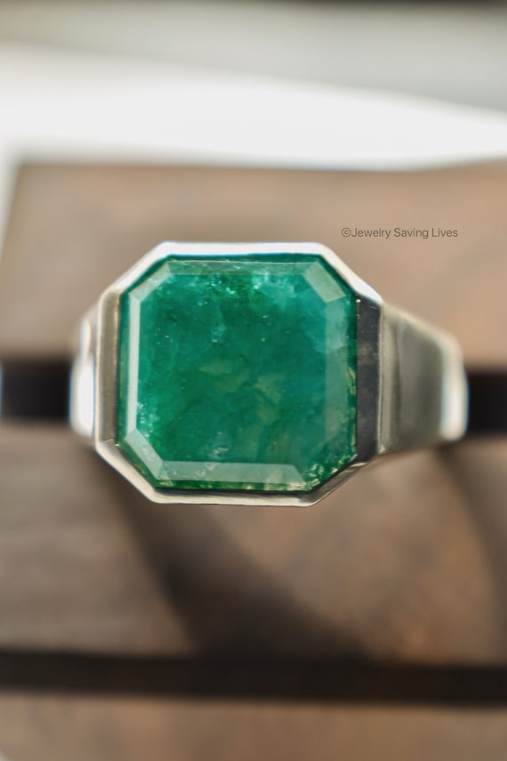 Men's Emerald Ring, Men's Emerald, Men's ring, Emerald ring, masculine mens  ring, Mens wedding ring, Mens engagement ring, mens ring