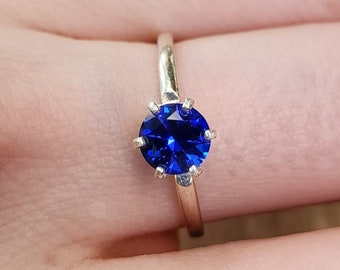 Natural Brilliant Cut Round Sapphire Ring, Sapphire Ring, Brilliant cut Sapphire, Sapphire Ring, Genuine Brilliant Cut Sapphire Ring,natural