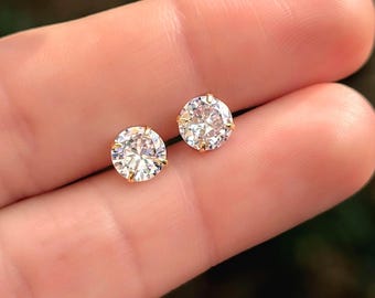 Pendiente de diamante de laboratorio hecho para durar, nuevo piercing de acero quirúrgico de 3 mm, 4 mm, 5 mm y 6 mm en plata, oro amarillo y oro rosa.