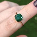 Emerald ring, raw natural emerald ring, emerald square ring for women, emerald stacking ring, unique vintage emerald ring,emerald engagement