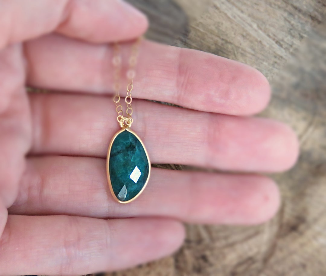 Raw Emerald Oblong Necklace, 14k Gold Fill, Handmade Etsy — free download