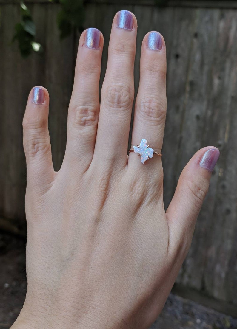 Opal texas ring unique Texas ring Texas opal jewelry Texas state ring unique Texas ring white fire opal Texas ring Texas shape opal