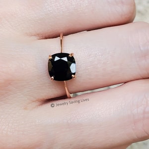 Black Onyx ring, one of a kind genuine black onyx ring, raw onyx ring, solitaire stacking natural onyx ring, square dark black onyx ring image 2