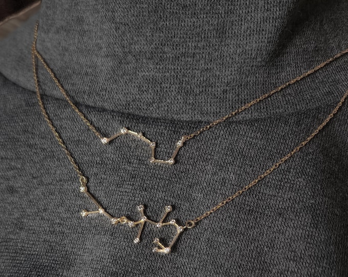 Constellation Family Tree Necklace, Gift for her astrology star necklace in gold silver rose gold
