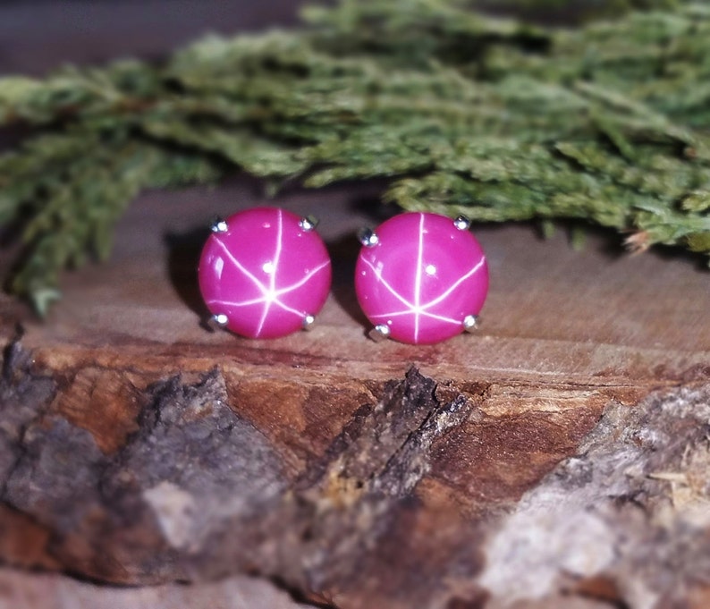 genuine star ruby earringsnecklace authentic ruby earrings natural star ruby Star ruby earrings 8mm pink star ruby jewelry