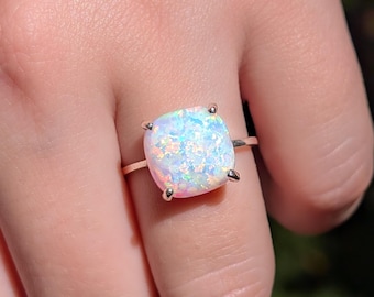 Large Opal ring, white opal ring, opal jewelry, white opal, unique opal ring, white fire opal  ring, unique large opal ring, white opal ring