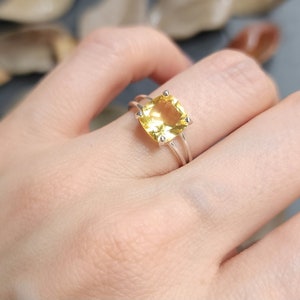 Brilliant cut citrine ring, lab citrine engagement ring, November citrine birthstone ring, unique citrine birthstone ring image 8