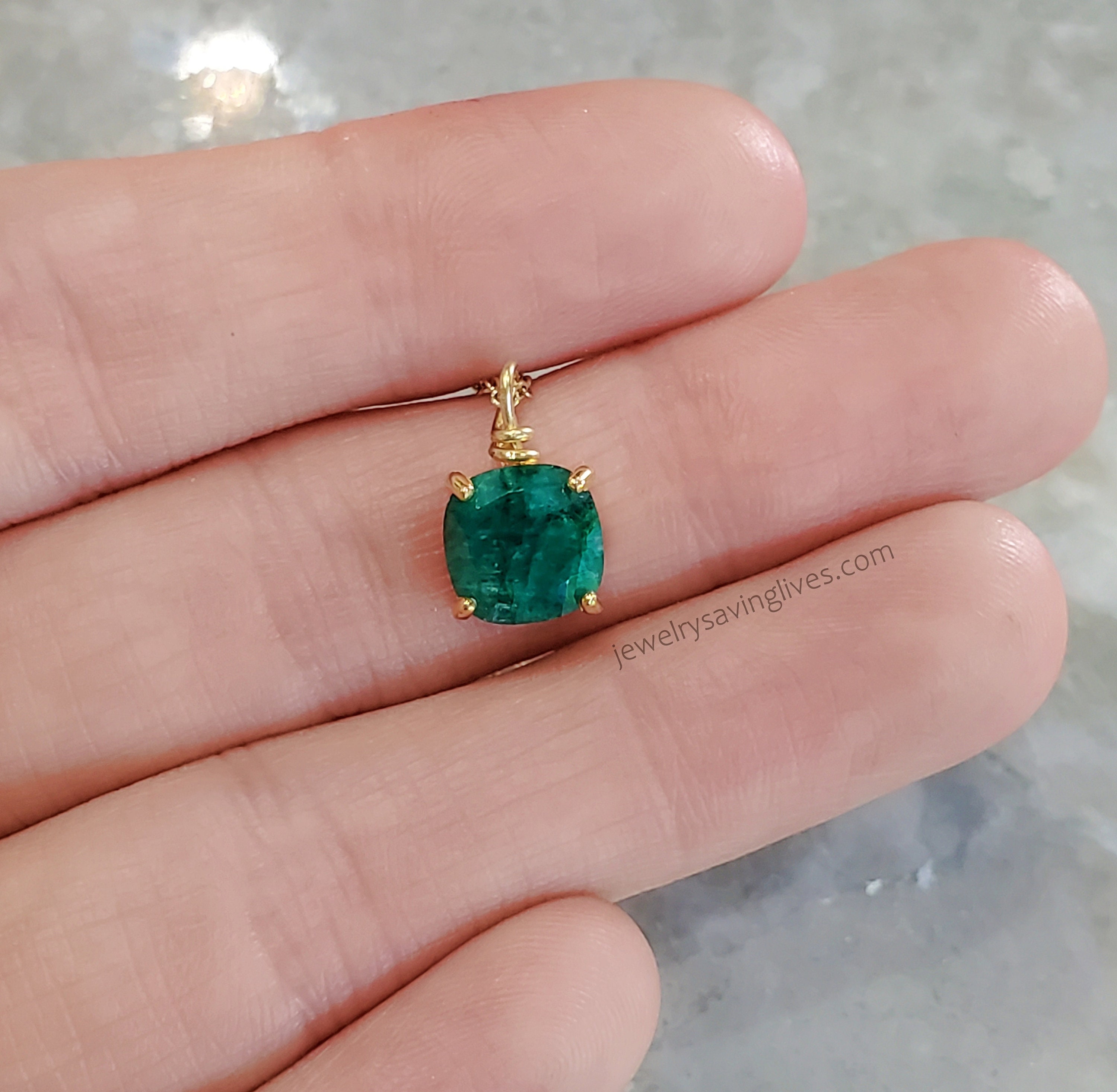 Gold Emerald Pendant - Green Emerald Necklace, Princess Cut Emerald Pe –  Adina Stone Jewelry
