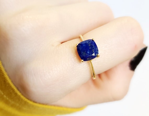 Anillo Natural Lapis Lazuli anillo lapislázuli solitario Etsy España