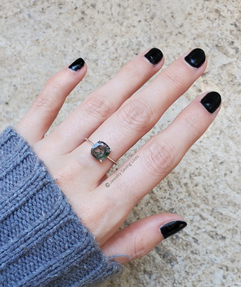 natural moss agate ring