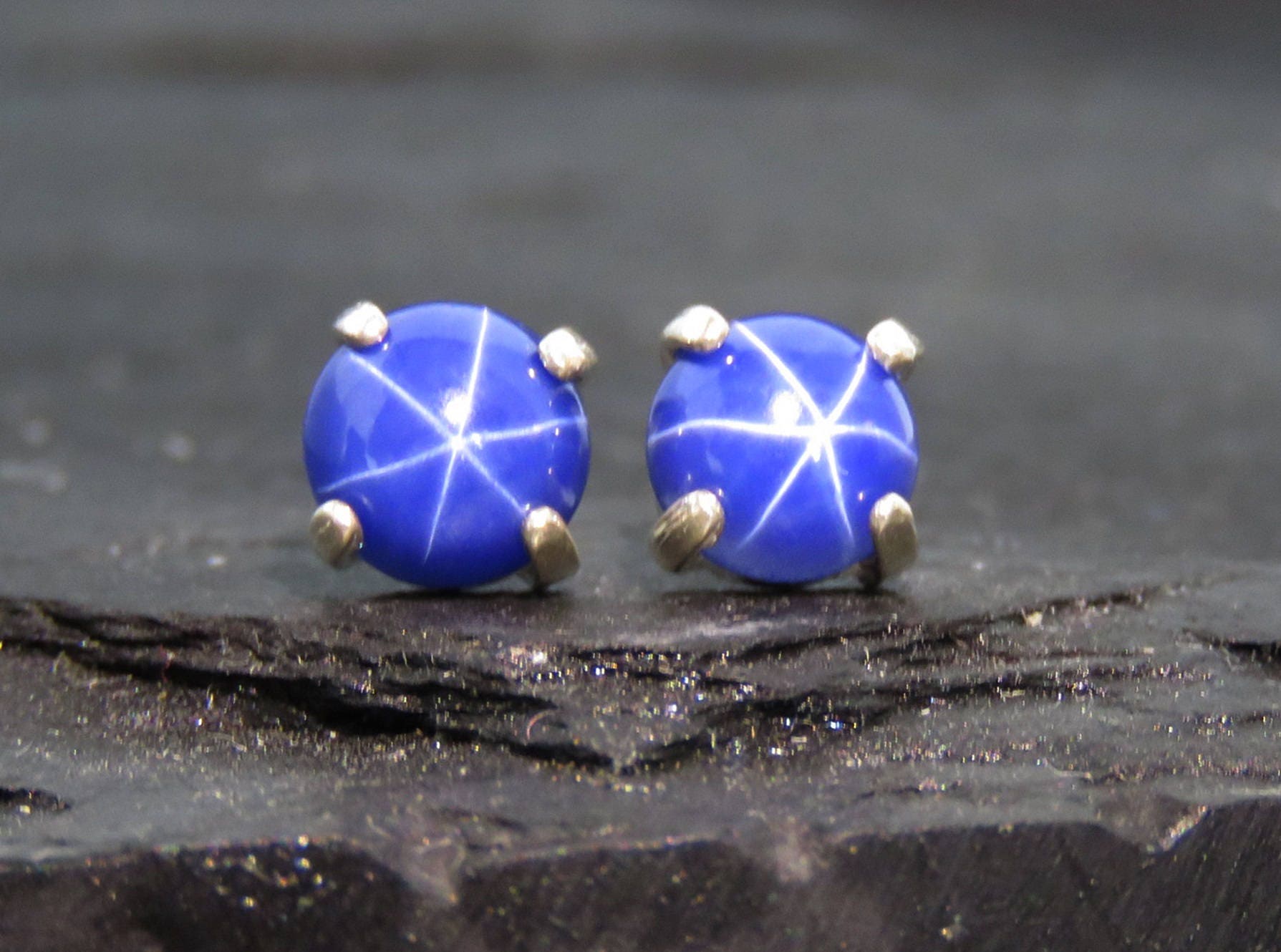 Blue star cheap sapphire earrings