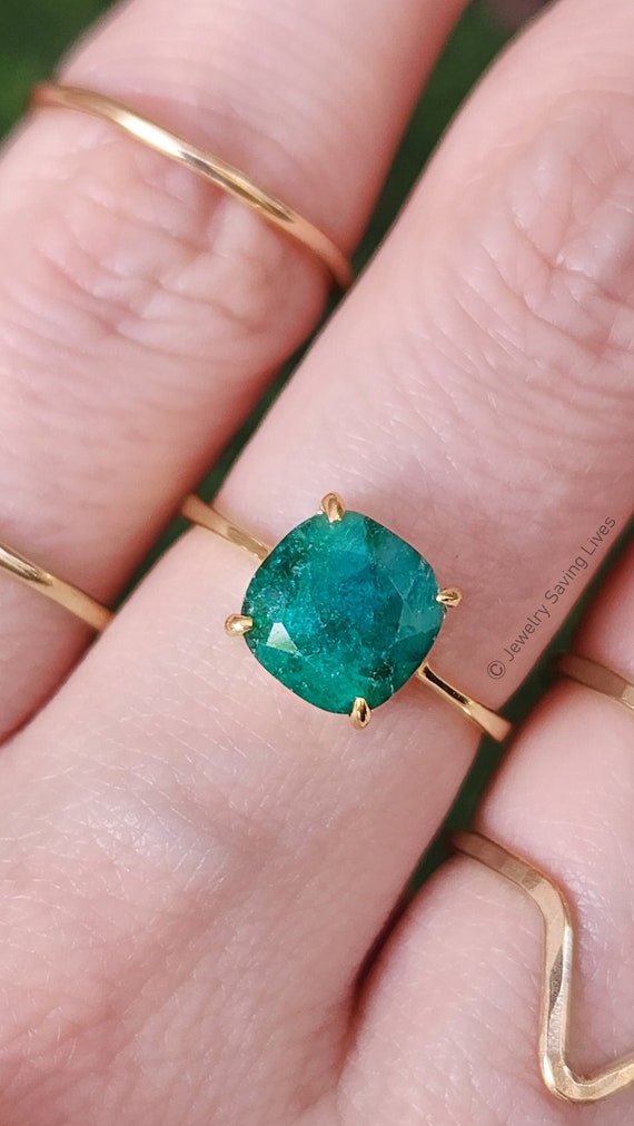 ＊925 天然エメラルドリングnatural emerald ring Natural Emerald Ring, Kelly Green Authentic Emerald Ring, Stacking