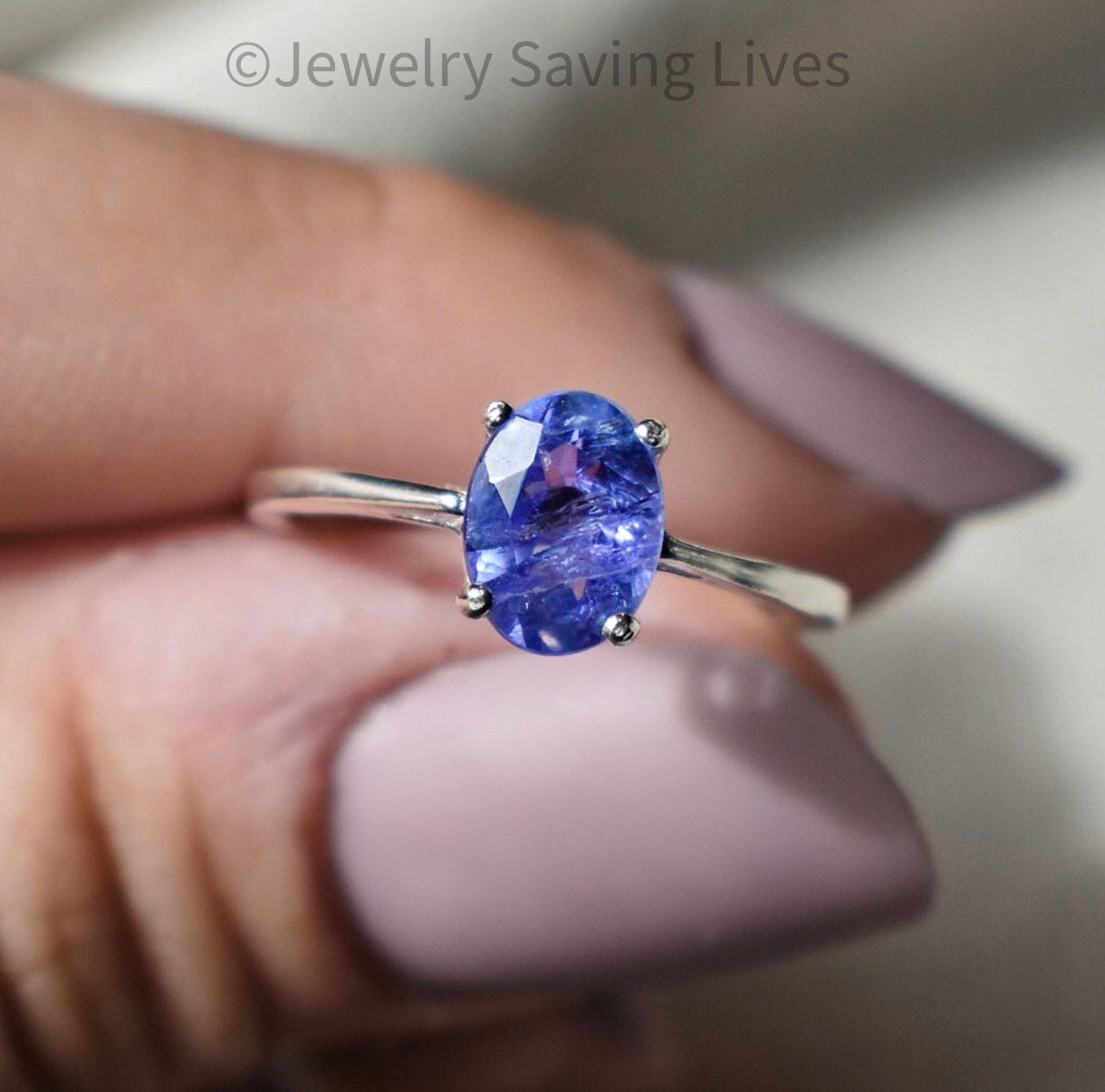 Bright Tanzanite Solitaire Ring Natural Tanzanite Ring Brilliant
