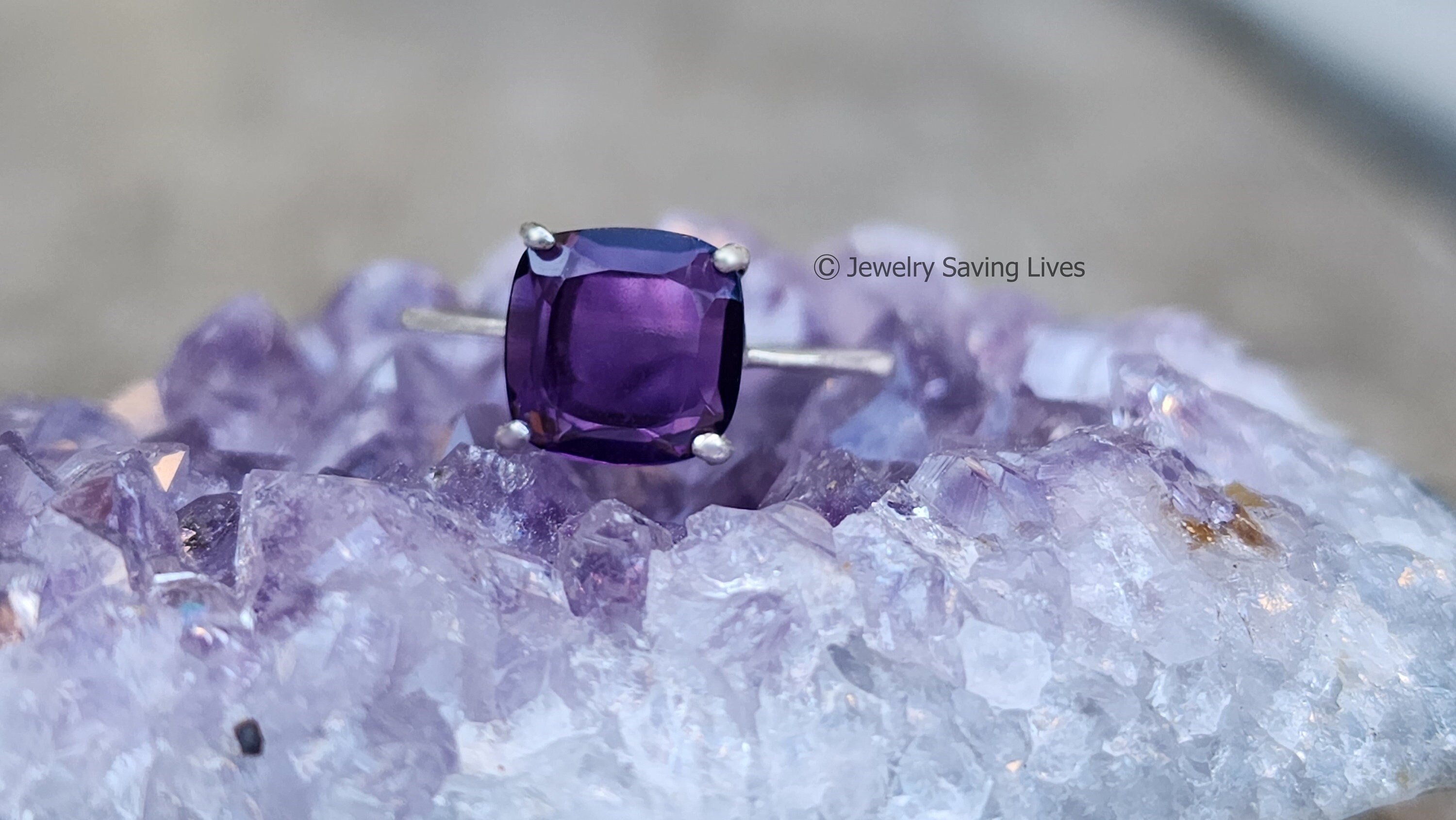 Natural Amethyst Ring, deep purple amethyst ring, solitaire stacking genuine purple amethyst, purple stone ring, February birthstone ring