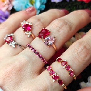 ring, aurora, toi et moi, custom, two stone, emerald cut and teardrop, genuine gemstone red garnet, purple amethyst, light blue aquamarine, clear quartz, opal, green emerald, multicolor alexandrite, rainbow topaz, pink ruby, light green peridot, blue sapphire, pink tourmaline, orange citrine, blue-purple tanzanite, sunstone, smokey quartz, onyx, moss agate, rutilated quartz, in silver yellow gold rose gold 14k solid gold