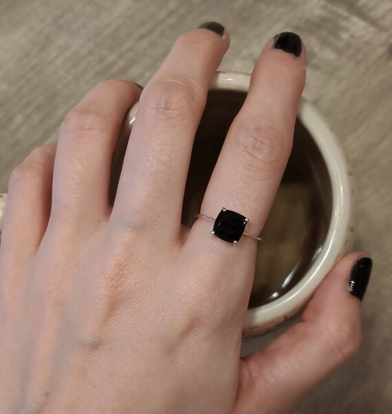 Onyx Square Ring One Of A Kind Genuine Black Onyx Ring Raw Etsy