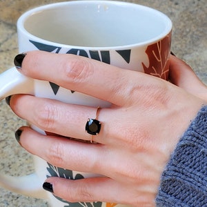 Black Onyx ring, one of a kind genuine black onyx ring, raw onyx ring, solitaire stacking natural onyx ring, square dark black onyx ring image 3