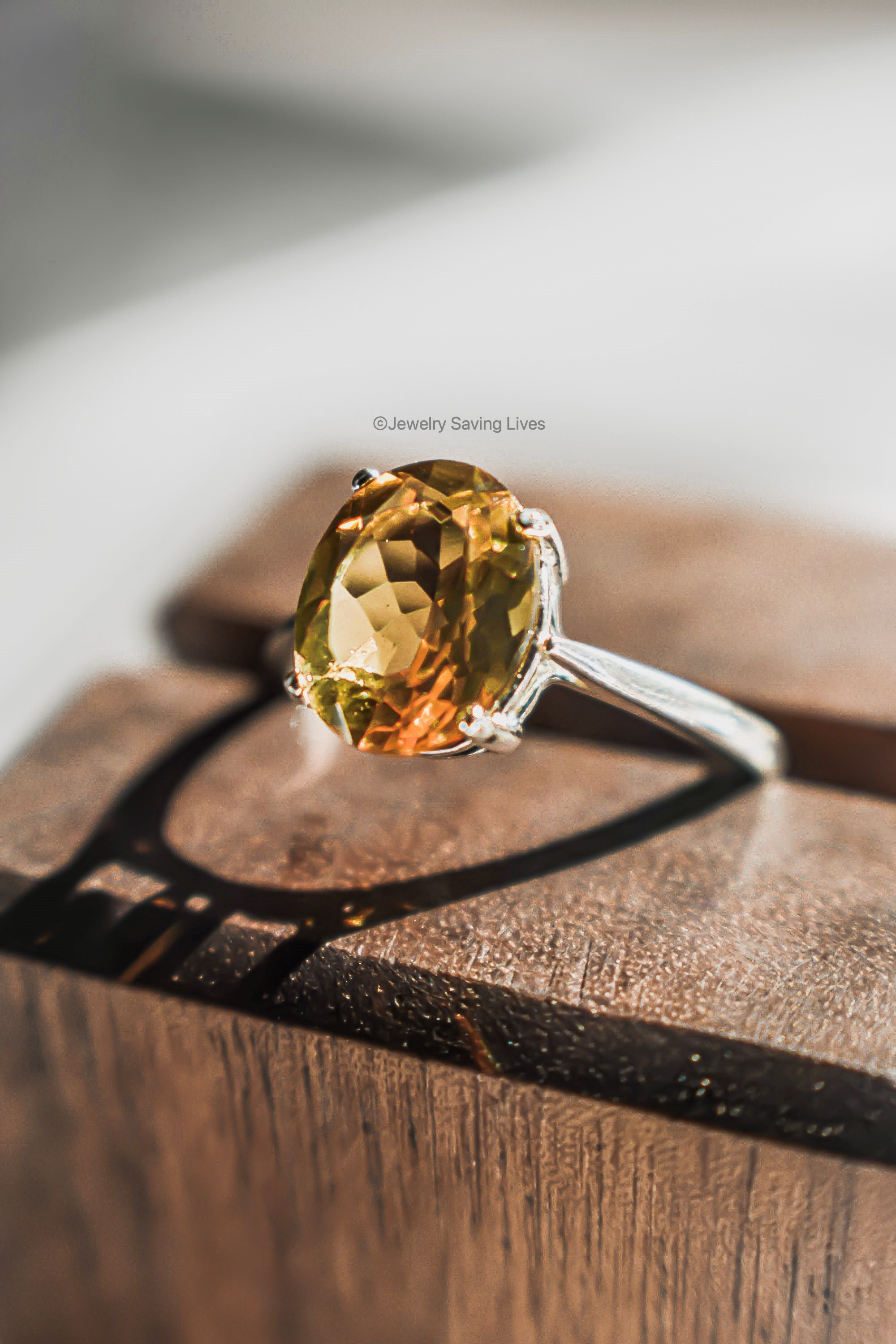 Citrine Ring, Natural Light Orange Citrine Ring, Large Oval